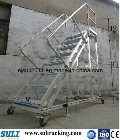 Industrial Adjustable Aluminum Ladder with Handrail for Movable Platform