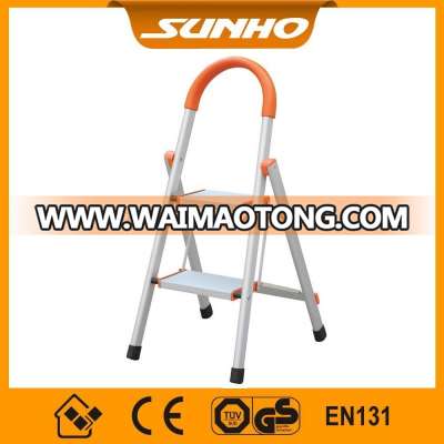 CE approved Aluminum Household 2 step folding handrail ladder