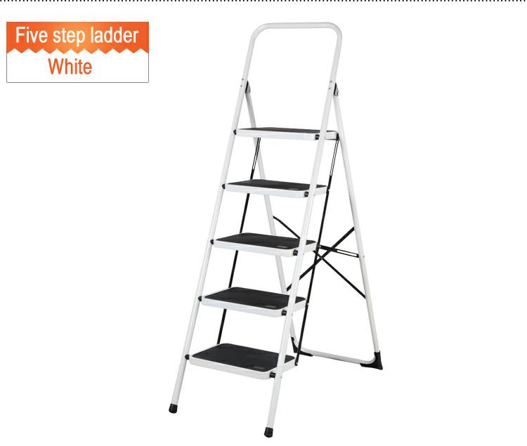 The iron ladder can be folded to move the five-step family ladder easily