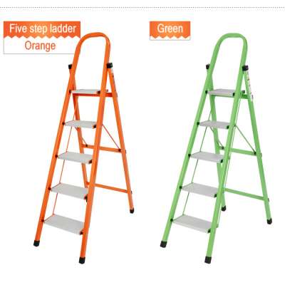 Family folding square tube multi-function five-step iron ladder