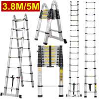 5m 2*8steps double sides telescopic ladder 5m aluminium folding ladder EN131